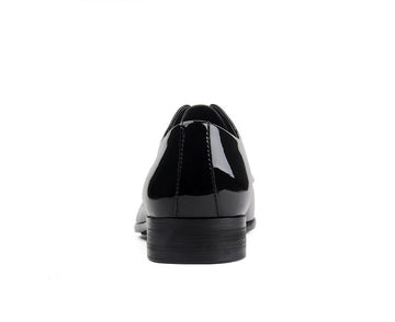 Men’s Glossy Patent Leather Wedding Shoes – Pointed Toe Lace-Up