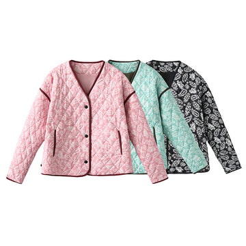 Lavishdioree Women’s V-Neck Printed Jacket – European & American Casual Fashion